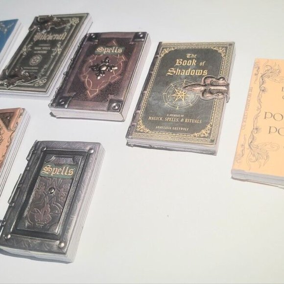 Mini Gothic Halloween Spell Books Witch Decor Tiered Tray Miniatures Witchcraft - Picture 3 of 7